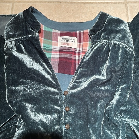 Anthropologie Holding Horses Crushed Velvet Shirt Dress - Picture 4 of 4